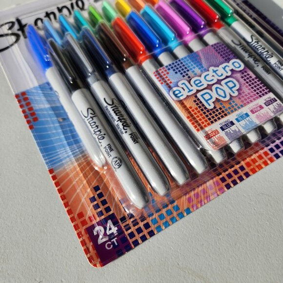New SHARPIE Electro Pop Permanent Markers Fine Point Assorted Colors 24 Count Li - Picture 9 of 16